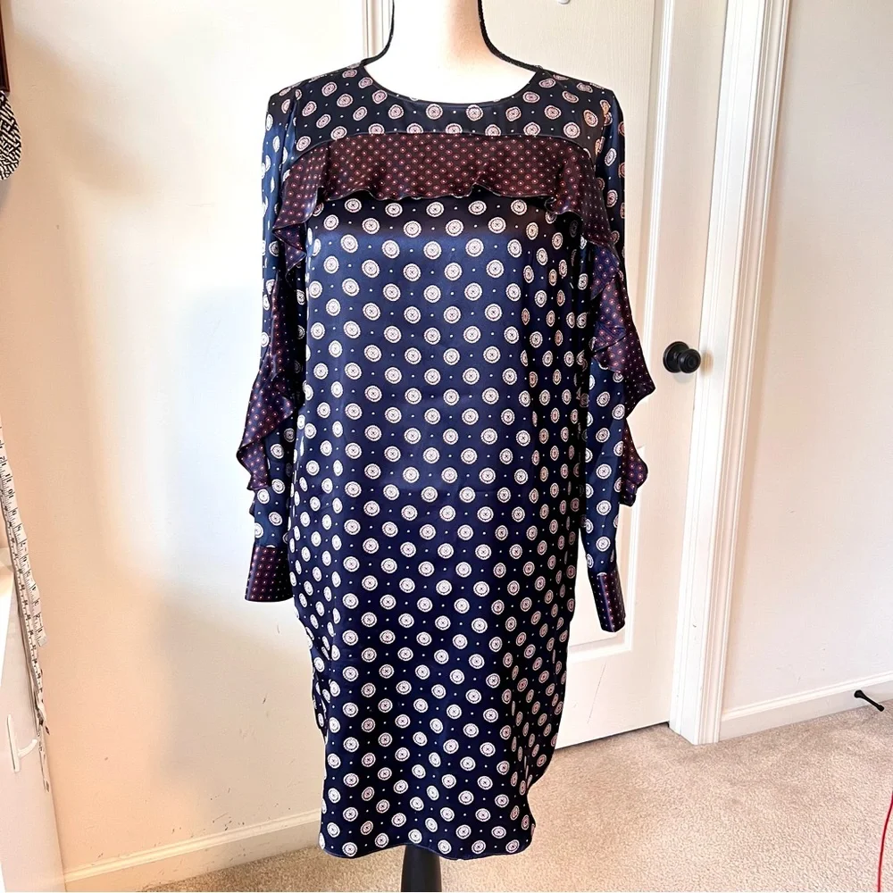 BANANA REPUBLIC Luxurious Silk Printed Long Sleeve Shift Dress—SZ. 2